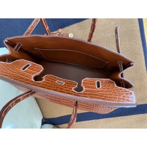 Herm*s Birk*n 35 Crocodile Handbag – Brown