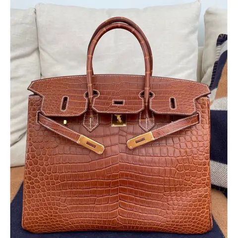Herm*s Birk*n 35 Crocodile Handbag – Brown