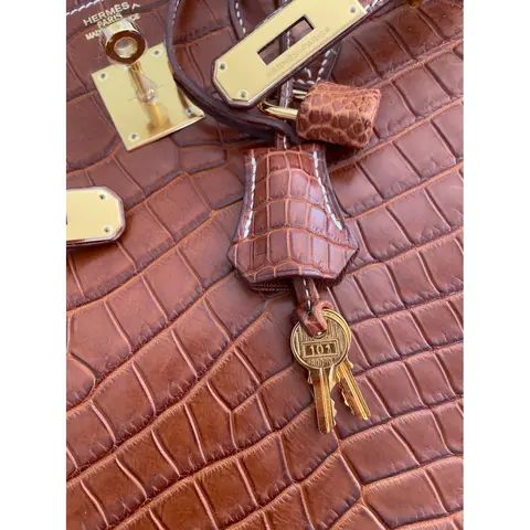 Herm*s Birk*n 35 Crocodile Handbag – Brown