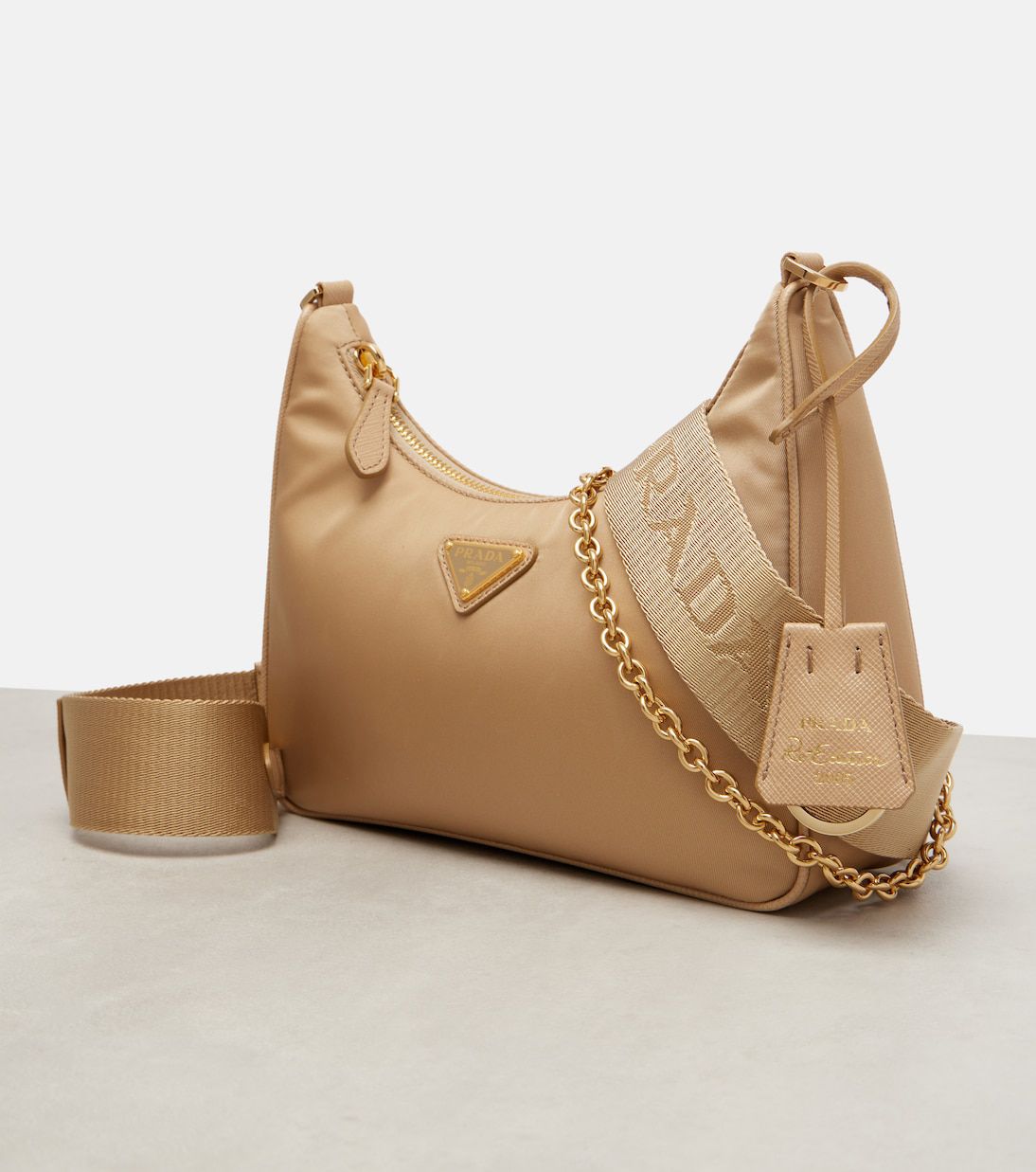 Prad* Re-Edition Saffiano Leather Bag – Cameo Beige