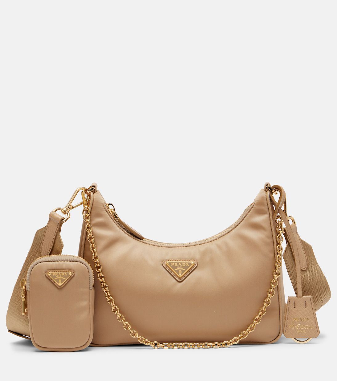 Prad* Re-Edition Saffiano Leather Bag – Cameo Beige