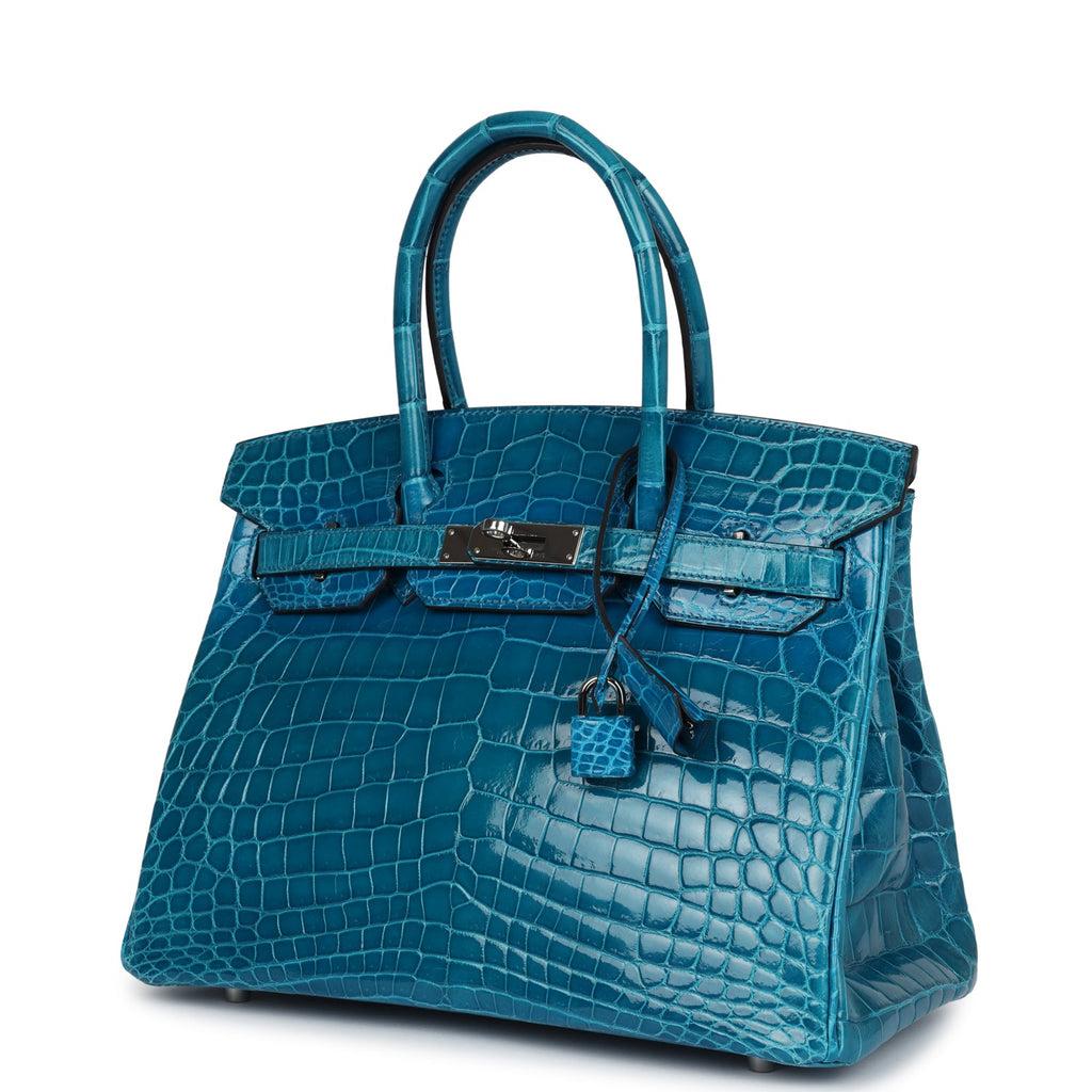 Herm*s Birkin 30 Bleu Izmir Shiny Niloticus Crocodile