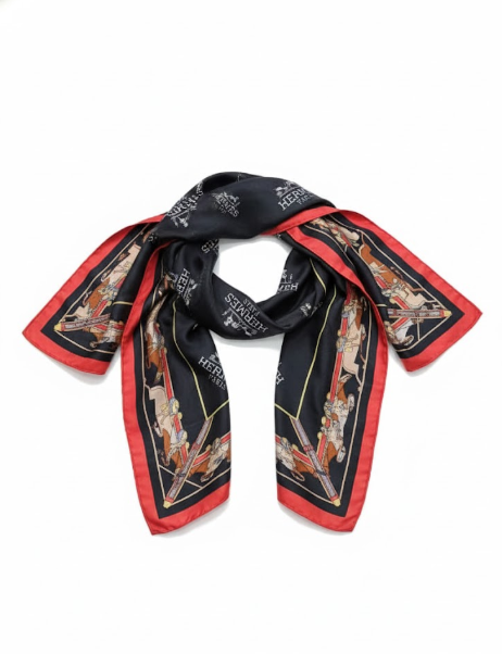 Herm*s Equestrian-Themed Silk Scarf