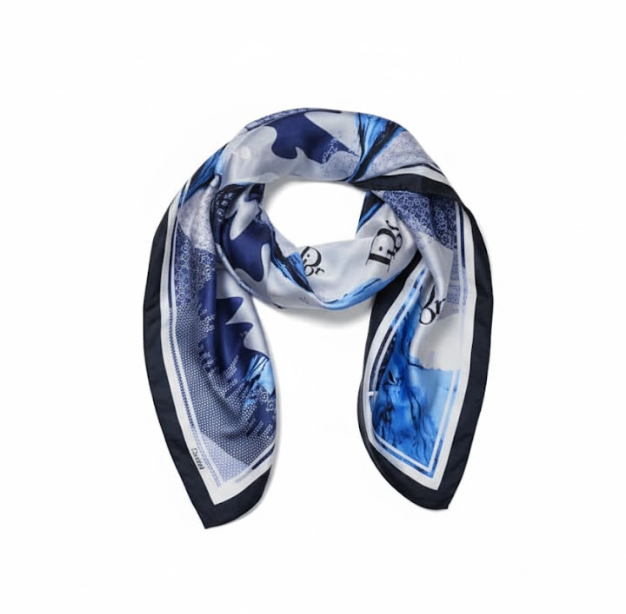 D*or Silk Scarf – Blue & White Dior Oblique Motif