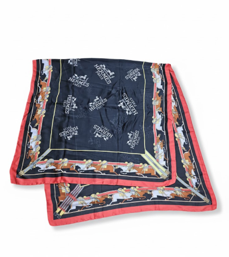 Herm*s Equestrian-Themed Silk Scarf