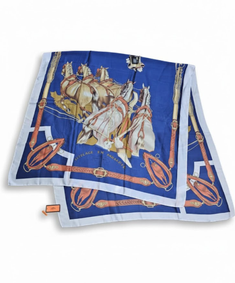 Herm*s “Equipages” Silk Scarf