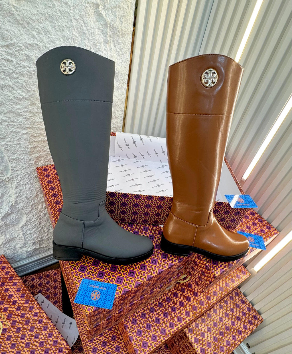 T*ry Burch Black Leather Knee-High Boots