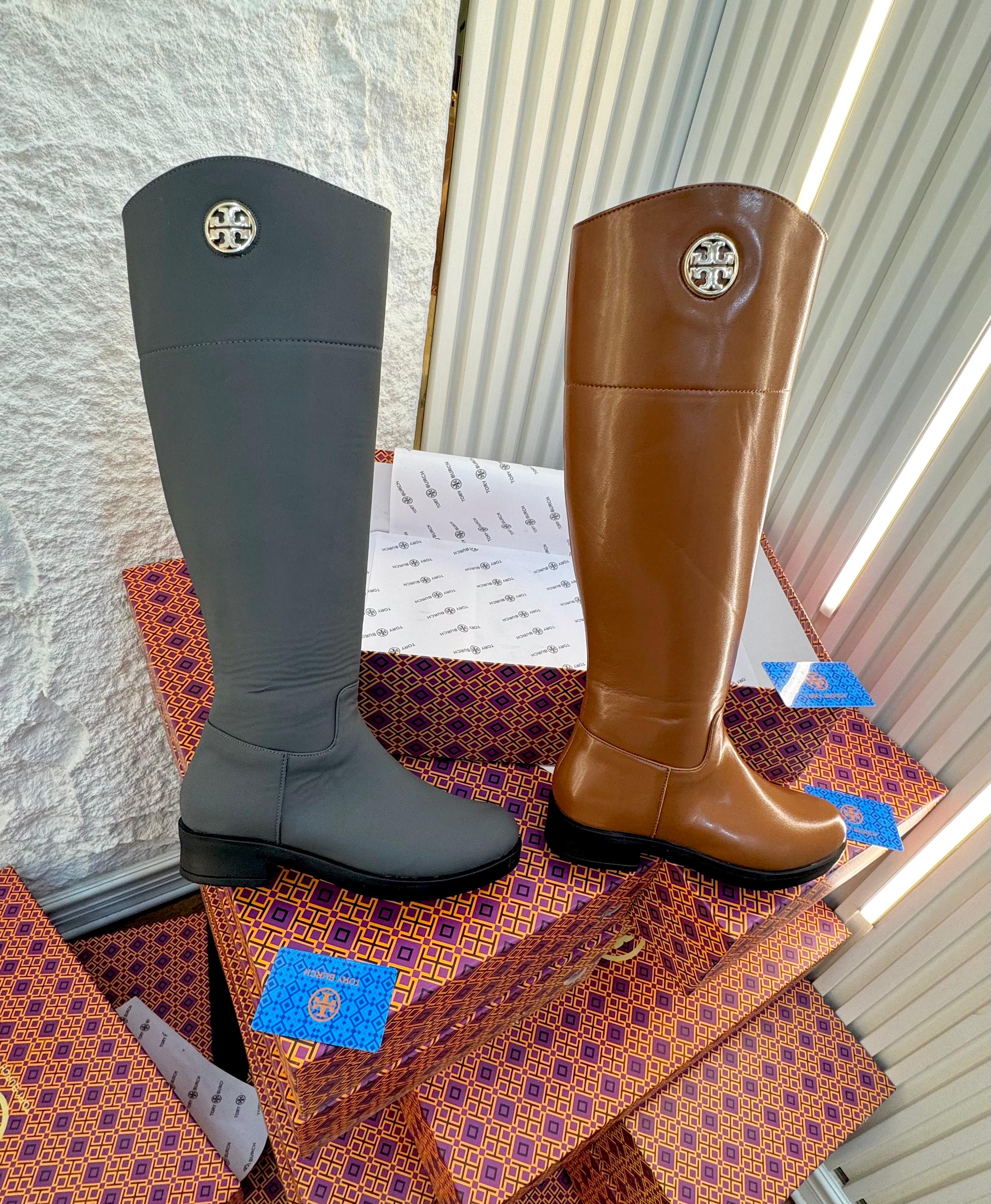 T*ry Burch Black Leather Knee-High Boots