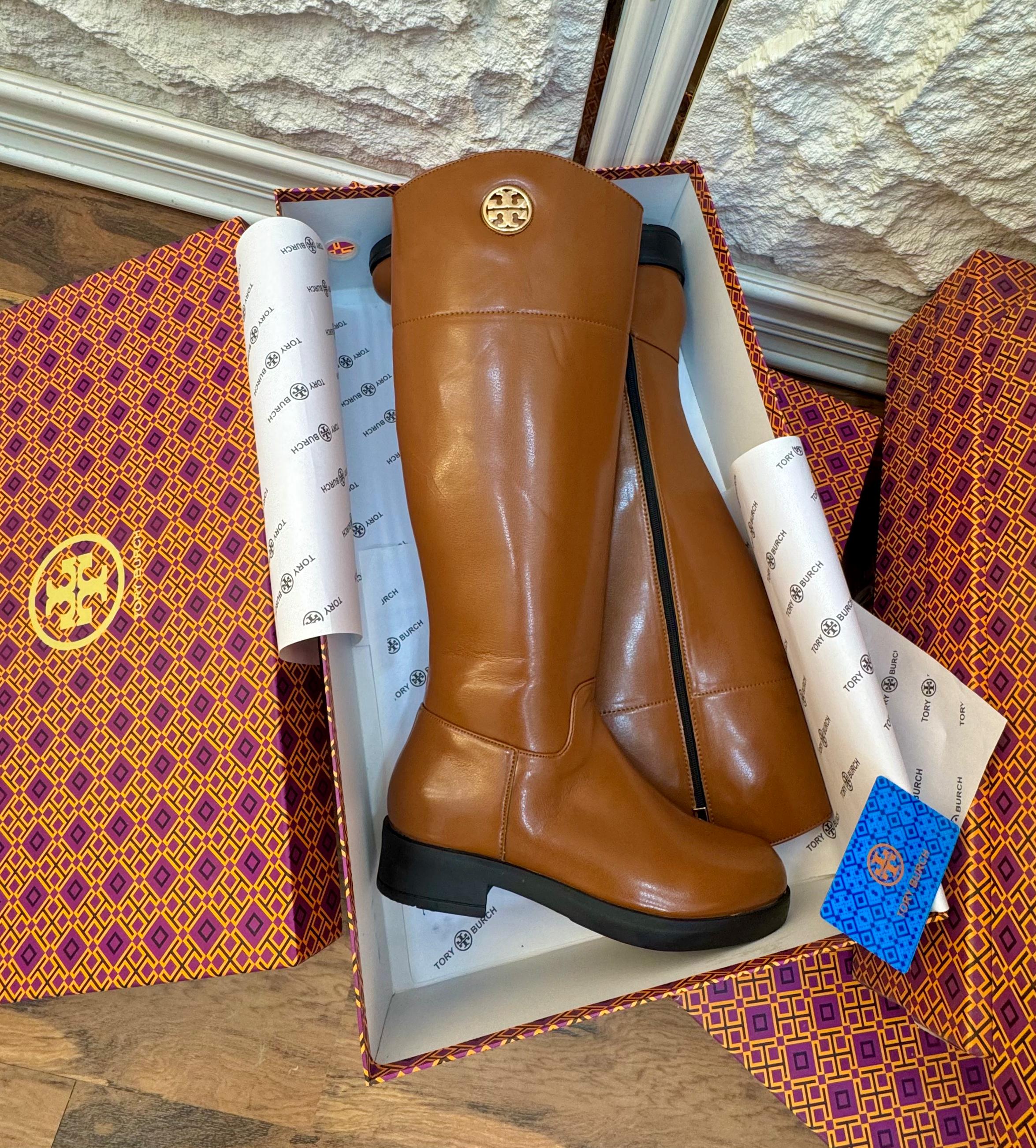 T*ry Burch Black Leather Knee-High Boots