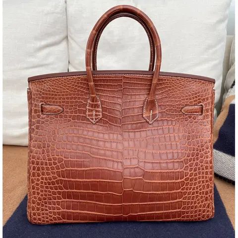 Herm*s Birk*n 35 Crocodile Handbag – Brown