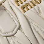 Miu Mi* Arcadie Matelassé Nappa Leather Mini-Bag – White