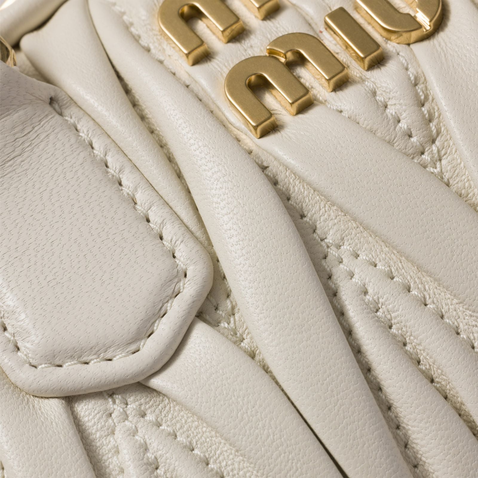 Miu Mi* Arcadie Matelassé Nappa Leather Mini-Bag – White