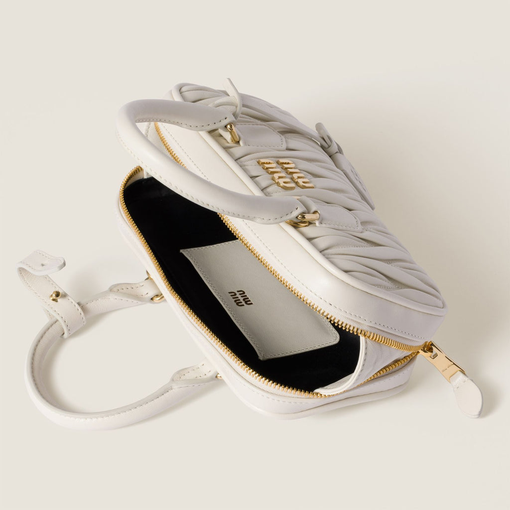 Miu Mi* Arcadie Matelassé Nappa Leather Mini-Bag – White