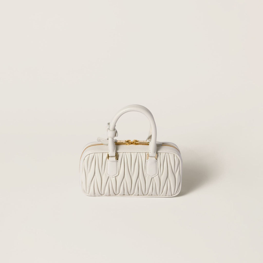 Miu Mi* Arcadie Matelassé Nappa Leather Mini-Bag – White