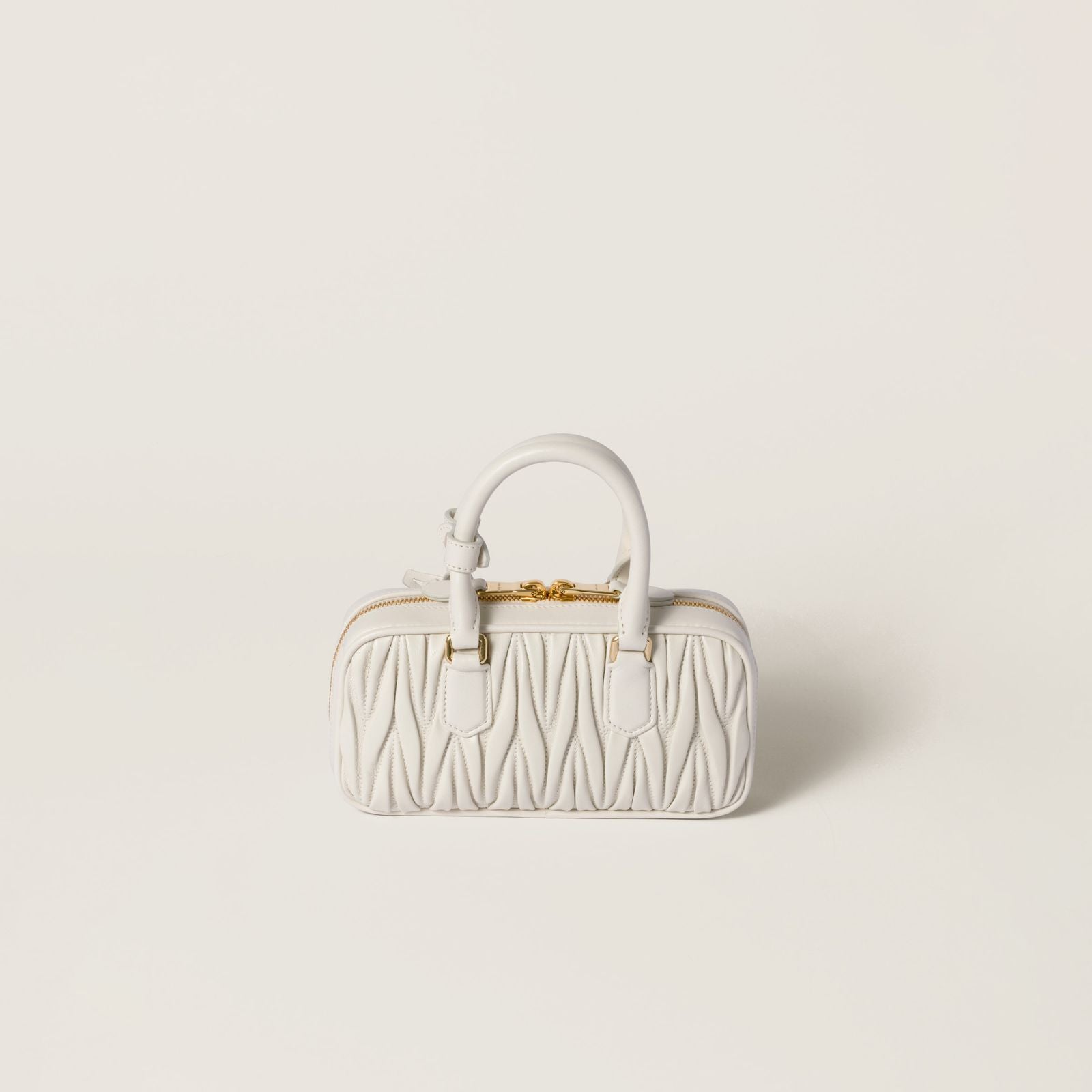 Miu Mi* Arcadie Matelassé Nappa Leather Mini-Bag – White