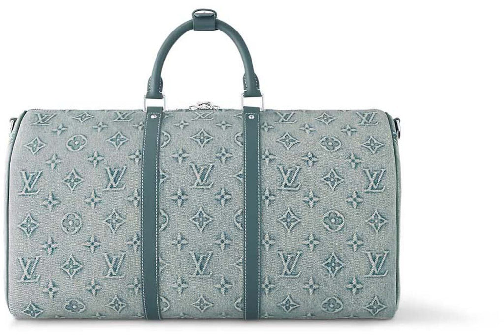Loui* Vuitton Monogram Washed Denim Keepall Bandouliere 50 bag