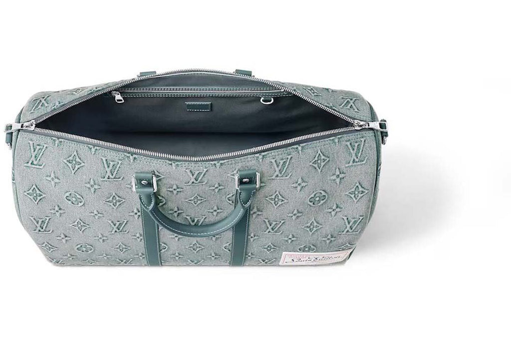 Loui* Vuitton Monogram Washed Denim Keepall Bandouliere 50 bag