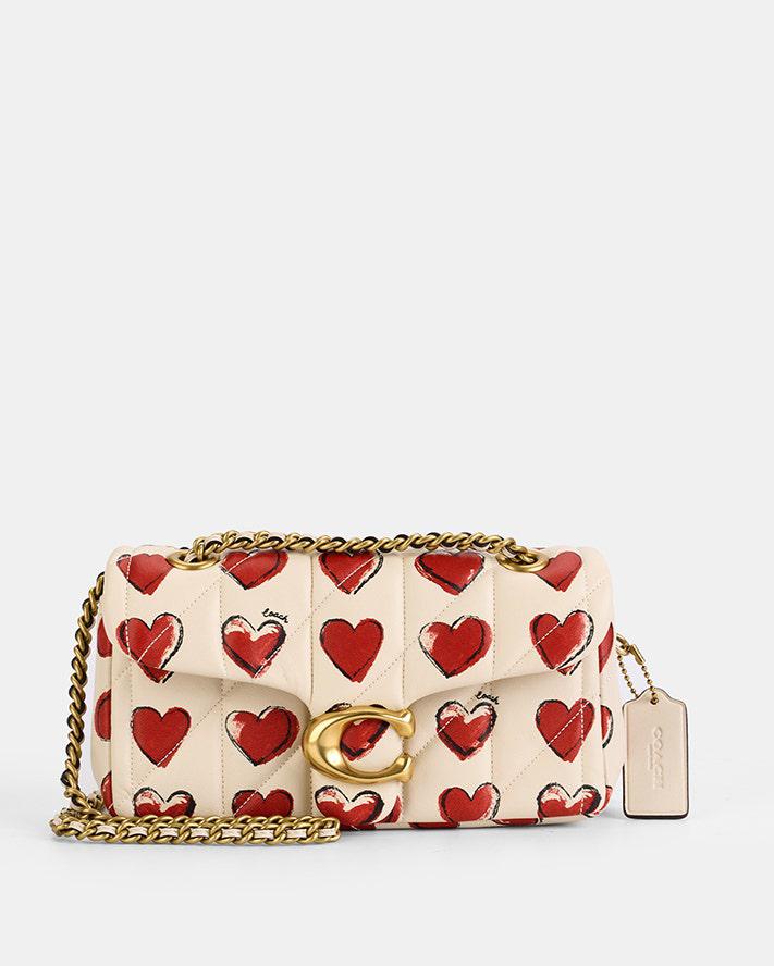 Co*ch Quilted Tabby Shoulder Bag 20 — Heart Print Edition