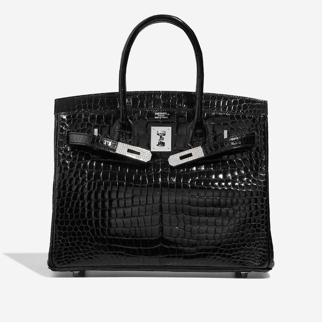 Herm*s Birk*n 30 Black Porosus Crocodile