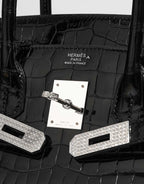 Herm*s Birk*n 30 Black Porosus Crocodile