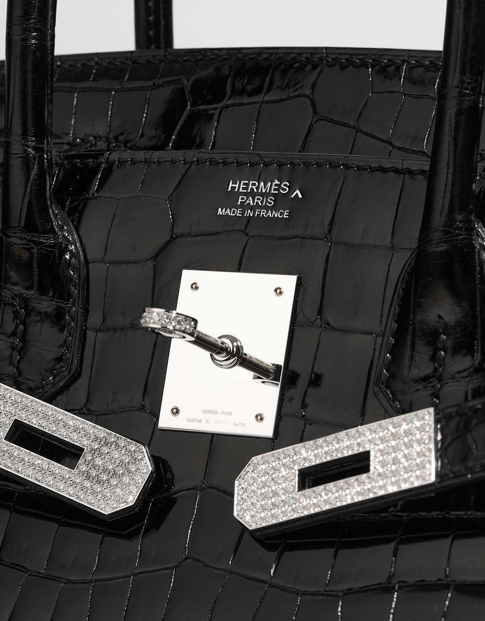 Herm*s Birk*n 30 Black Porosus Crocodile