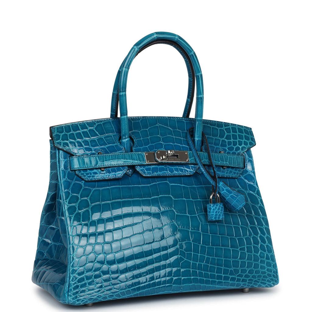Herm*s Birkin 30 Bleu Izmir Shiny Niloticus Crocodile