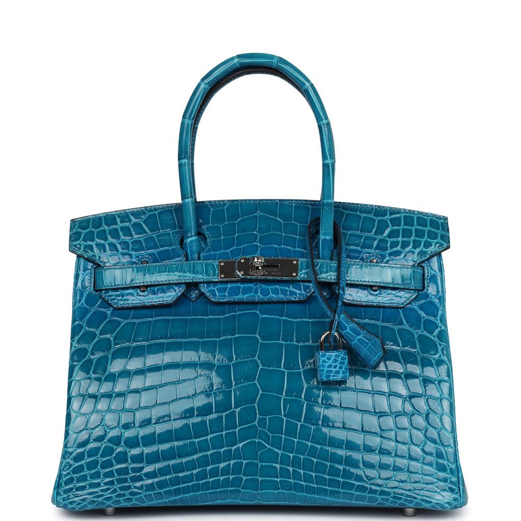 Herm*s Birkin 30 Bleu Izmir Shiny Niloticus Crocodile