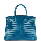 Herm*s Birkin 30 Bleu Izmir Shiny Niloticus Crocodile