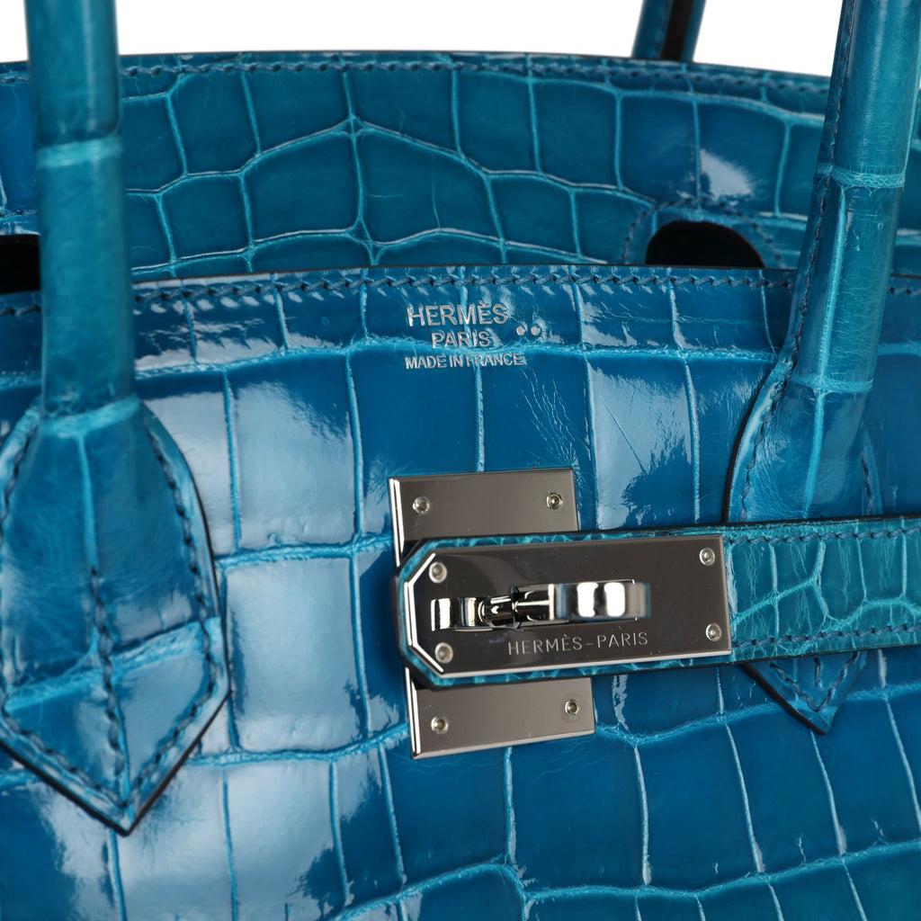 Herm*s Birkin 30 Bleu Izmir Shiny Niloticus Crocodile