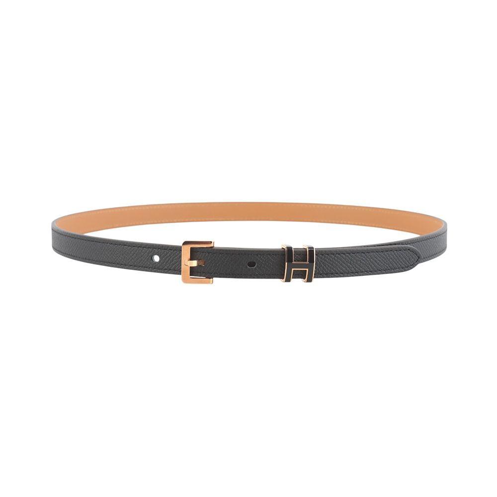 Herme* Rose Gold Noir Epsom Poppie 15 Belt 75 Size W 35049Y-3 136478804