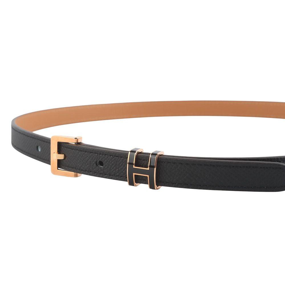 Herme* Rose Gold Noir Epsom Poppie 15 Belt 75 Size W 35049Y-3 136478804