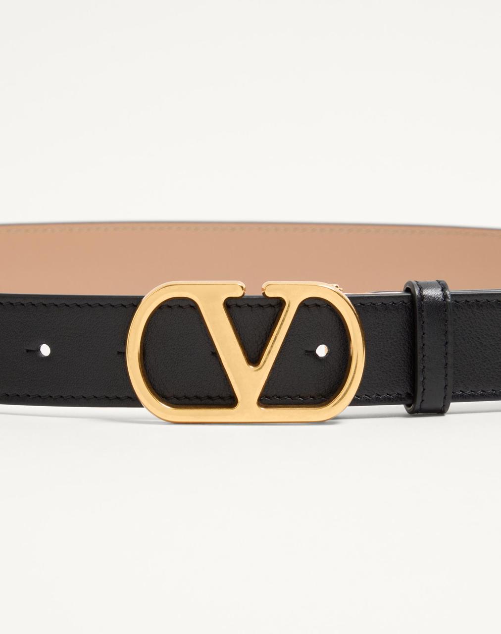 V Logo Signature Reversible Shiny Calfskin Belt – 30mm / 1.2 in