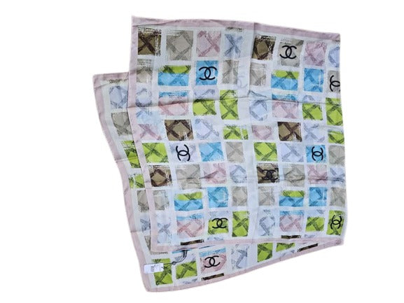 Chan*l Silk Scarf with Logo Pattern