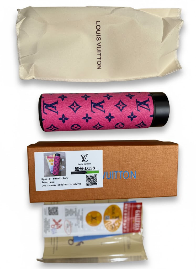 Lo*is Vui*ton LV Monogram Hot Pink & Black Smart Tumbler – Luxury Insulated Stainless Steel Bottle with Temperature Display Lid